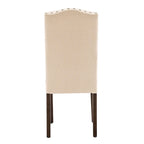 Chaises de salle à manger capitonnées à haut dossier en tissu avec garniture cloutée, lot de 2