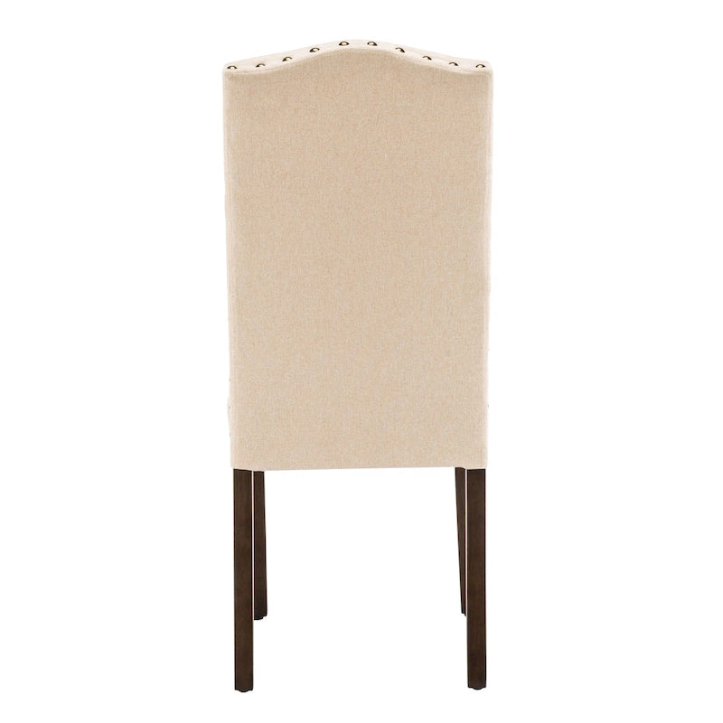 Chaises de salle à manger capitonnées à haut dossier en tissu avec garniture cloutée, lot de 2