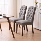Chaises de salle à manger capitonnées à haut dossier en tissu avec garniture cloutée, lot de 2