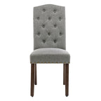 Chaises de salle à manger capitonnées à haut dossier en tissu avec garniture cloutée, lot de 2