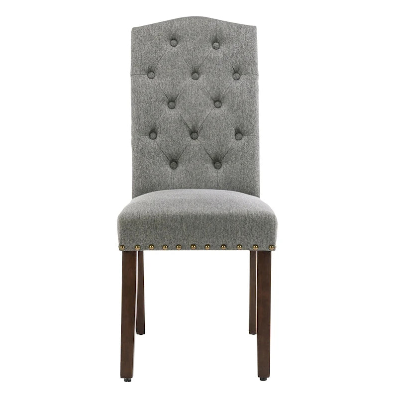 Chaises de salle à manger capitonnées à haut dossier en tissu avec garniture cloutée, lot de 2