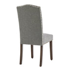 Chaises de salle à manger capitonnées à haut dossier en tissu avec garniture cloutée, lot de 2