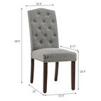 Chaises de salle à manger capitonnées à haut dossier en tissu avec garniture cloutée, lot de 2