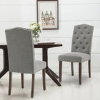 Chaises de salle à manger capitonnées à haut dossier en tissu avec garniture cloutée, lot de 2