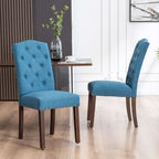 Chaises de salle à manger capitonnées à haut dossier en tissu avec garniture cloutée, lot de 2