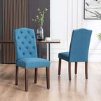 Chaises de salle à manger capitonnées à haut dossier en tissu avec garniture cloutée, lot de 2