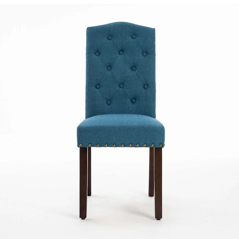 Chaises de salle à manger capitonnées à haut dossier en tissu avec garniture cloutée, lot de 2