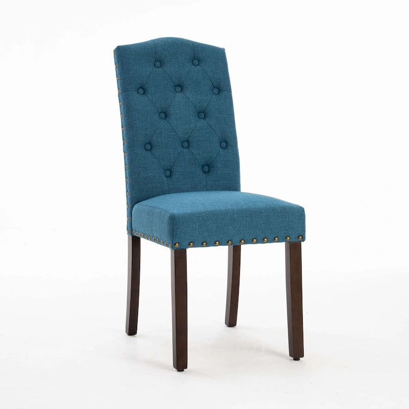 Chaises de salle à manger capitonnées à haut dossier en tissu avec garniture cloutée, lot de 2