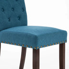 Chaises de salle à manger capitonnées à haut dossier en tissu avec garniture cloutée, lot de 2