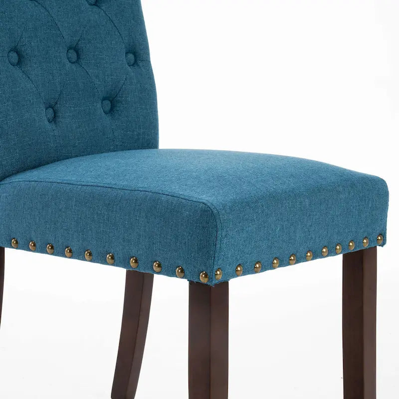 Chaises de salle à manger capitonnées à haut dossier en tissu avec garniture cloutée, lot de 2