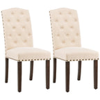 Chaises de salle à manger capitonnées à haut dossier en tissu avec garniture cloutée, lot de 2