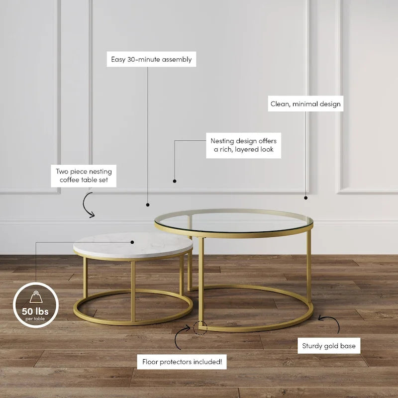 Tables basses gigognes rondes (lot de 2)