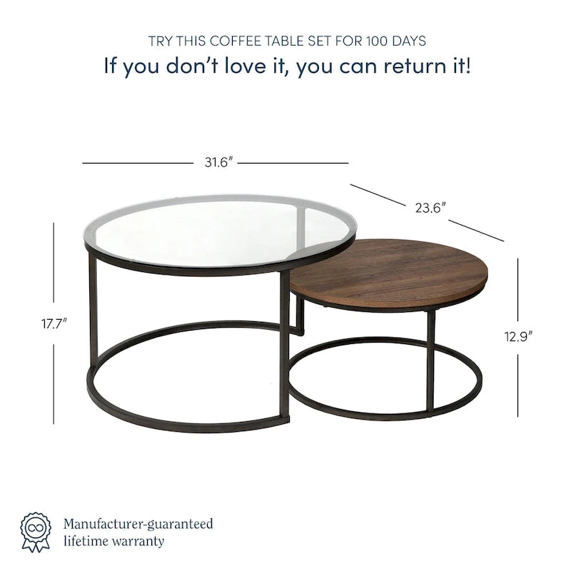 Tables basses gigognes rondes (lot de 2)