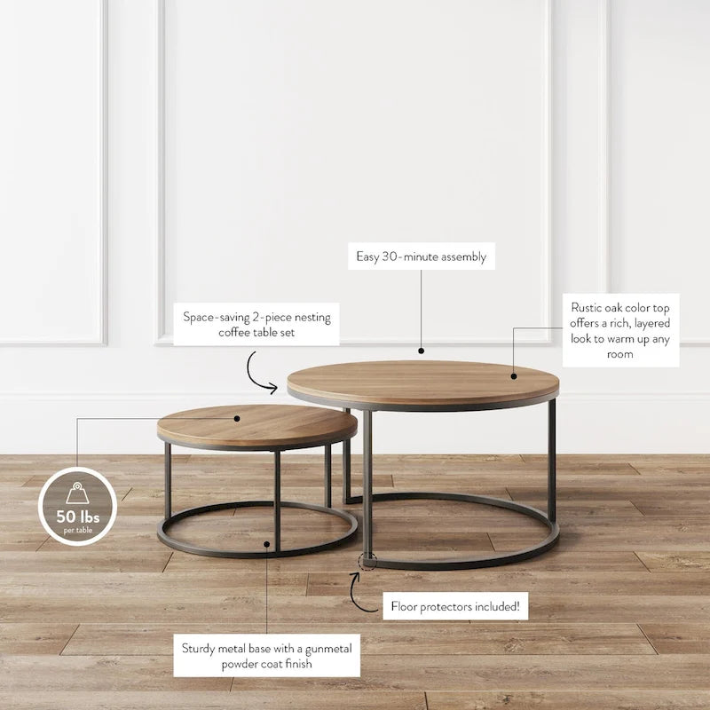 Tables basses gigognes rondes (lot de 2)