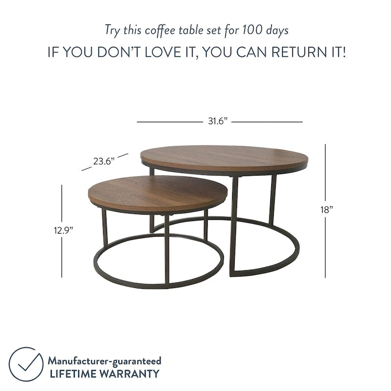 Tables basses gigognes rondes (lot de 2)