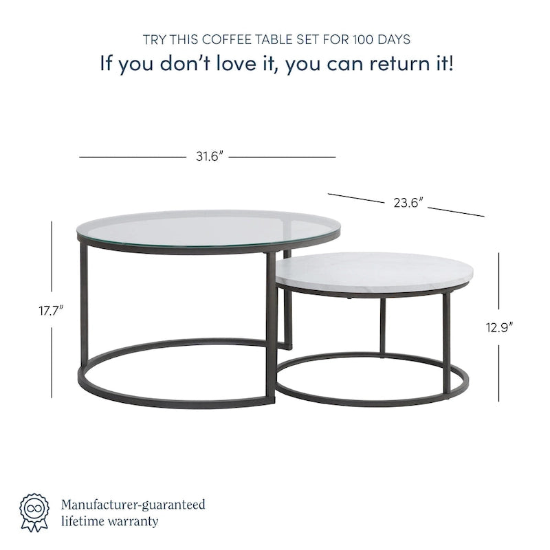 Tables basses gigognes rondes (lot de 2)