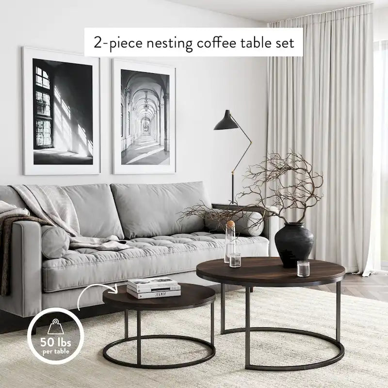 Tables basses gigognes rondes (lot de 2)