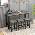 Ensemble Table de bar/comptoir extra longue avec 3 tabourets, Ensemble de cuisine de pub, Table d'appoint avec repose-pieds