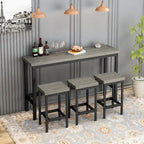 Ensemble Table de bar/comptoir extra longue avec 3 tabourets, Ensemble de cuisine de pub, Table d'appoint avec repose-pieds