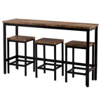 Ensemble Table de bar/comptoir extra longue avec 3 tabourets, Ensemble de cuisine de pub, Table d'appoint avec repose-pieds