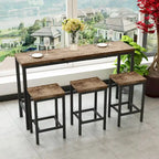 Ensemble Table de bar/comptoir extra longue avec 3 tabourets, Ensemble de cuisine de pub, Table d'appoint avec repose-pieds