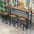 Ensemble Table de bar/comptoir extra longue avec 3 tabourets, Ensemble de cuisine de pub, Table d'appoint avec repose-pieds