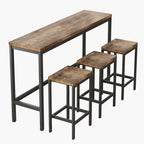 Ensemble Table de bar/comptoir extra longue avec 3 tabourets, Ensemble de cuisine de pub, Table d'appoint avec repose-pieds