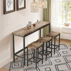 Ensemble Table de bar/comptoir extra longue avec 3 tabourets, Ensemble de cuisine de pub, Table d'appoint avec repose-pieds