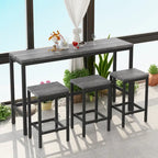 Ensemble Table de bar/comptoir extra longue avec 3 tabourets, Ensemble de cuisine de pub, Table d'appoint avec repose-pieds