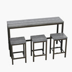 Ensemble Table de bar/comptoir extra longue avec 3 tabourets, Ensemble de cuisine de pub, Table d'appoint avec repose-pieds