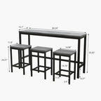 Ensemble Table de bar/comptoir extra longue avec 3 tabourets, Ensemble de cuisine de pub, Table d'appoint avec repose-pieds