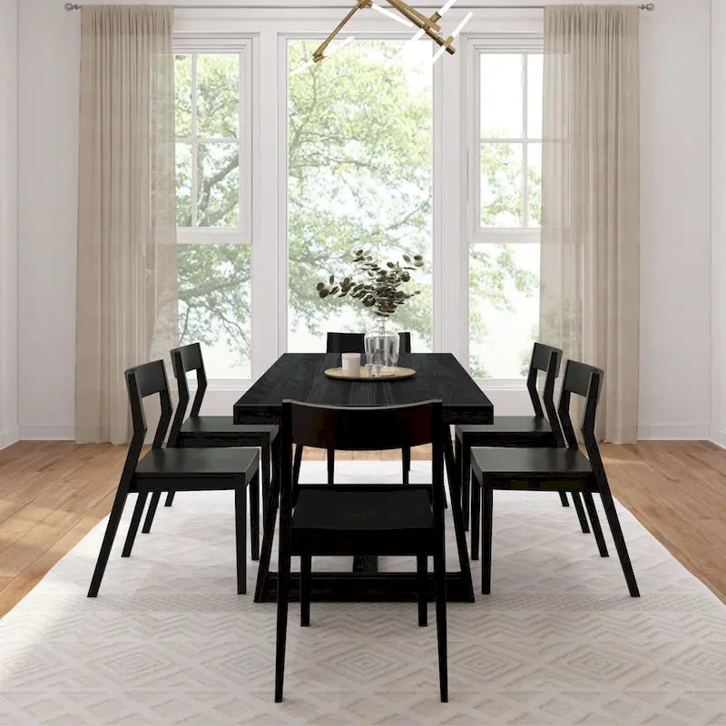 Ensemble de salle à manger 72 pièces classique en bois massif avec table et chaises
