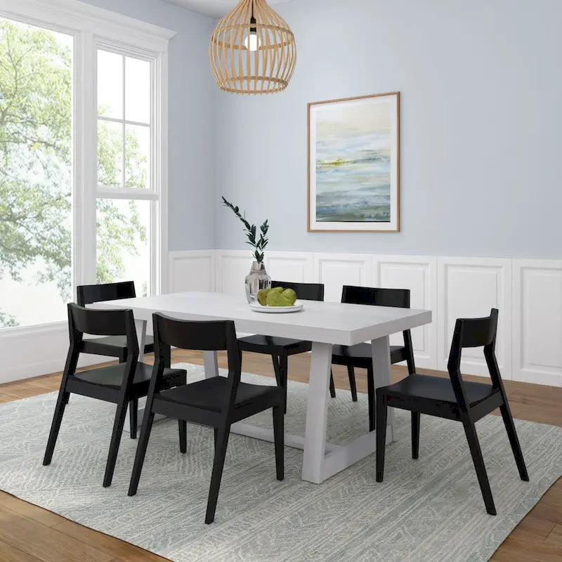 Ensemble de salle à manger 72 pièces classique en bois massif avec table et chaises