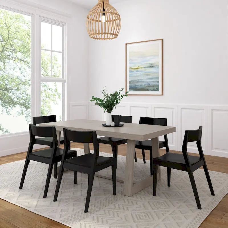Ensemble de salle à manger 72 pièces classique en bois massif avec table et chaises