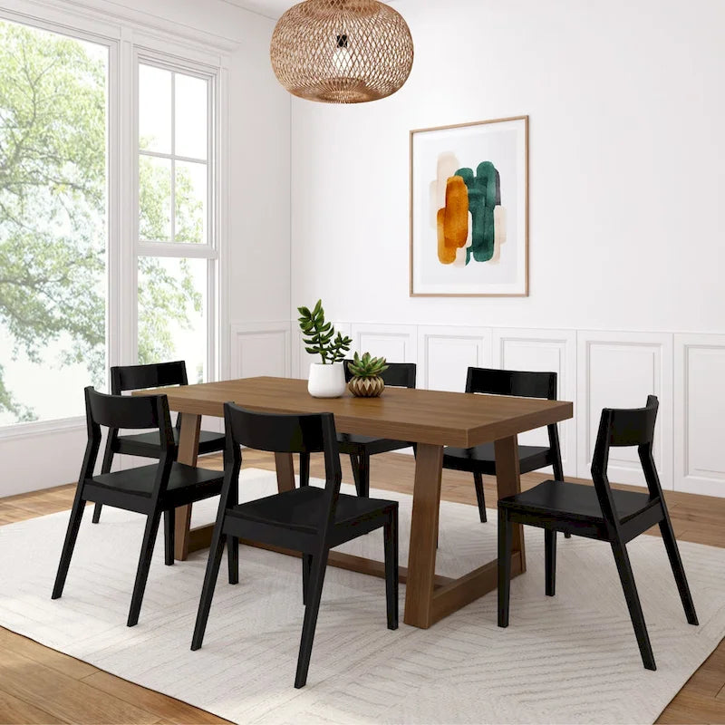 Ensemble de salle à manger 72 pièces classique en bois massif avec table et chaises