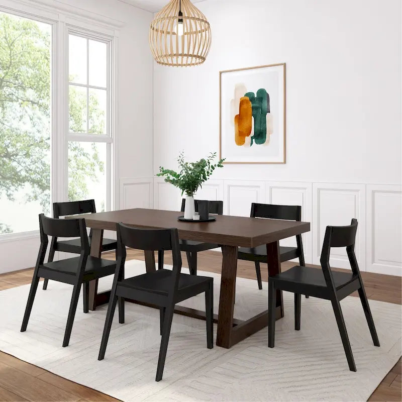 Ensemble de salle à manger 72 pièces classique en bois massif avec table et chaises