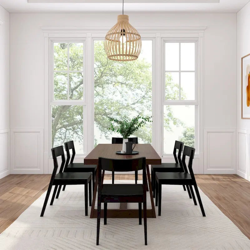 Ensemble de salle à manger 72 pièces classique en bois massif avec table et chaises