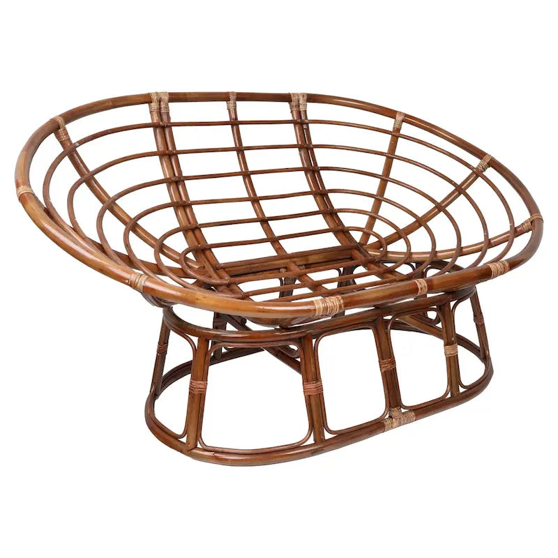 Fauteuil double Papasan en rotin Bali avec coussin solide tout temps