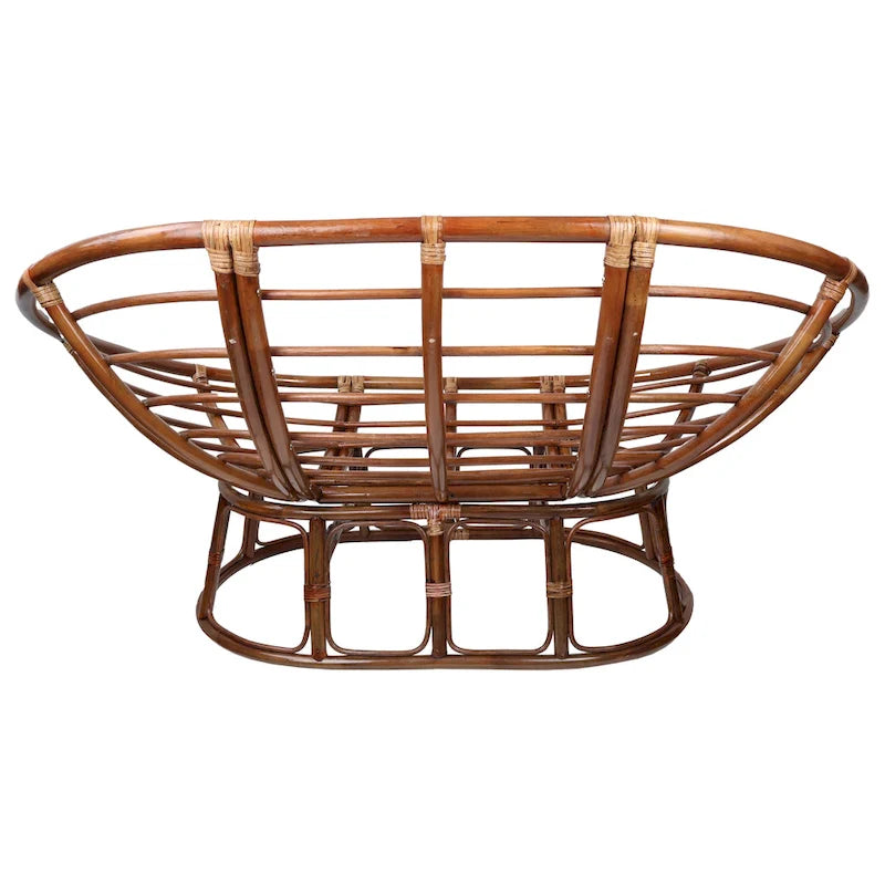 Fauteuil double Papasan en rotin Bali avec coussin solide tout temps