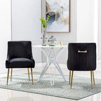 Chaise de salle à manger ou de coiffeuse en velours plissé bouclé style glamour moderne (lot de 2) avec poignée arrière