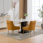 Chaise de salle à manger ou de coiffeuse en velours plissé bouclé style glamour moderne (lot de 2) avec poignée arrière