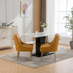 Chaise de salle à manger ou de coiffeuse en velours plissé bouclé style glamour moderne (lot de 2) avec poignée arrière