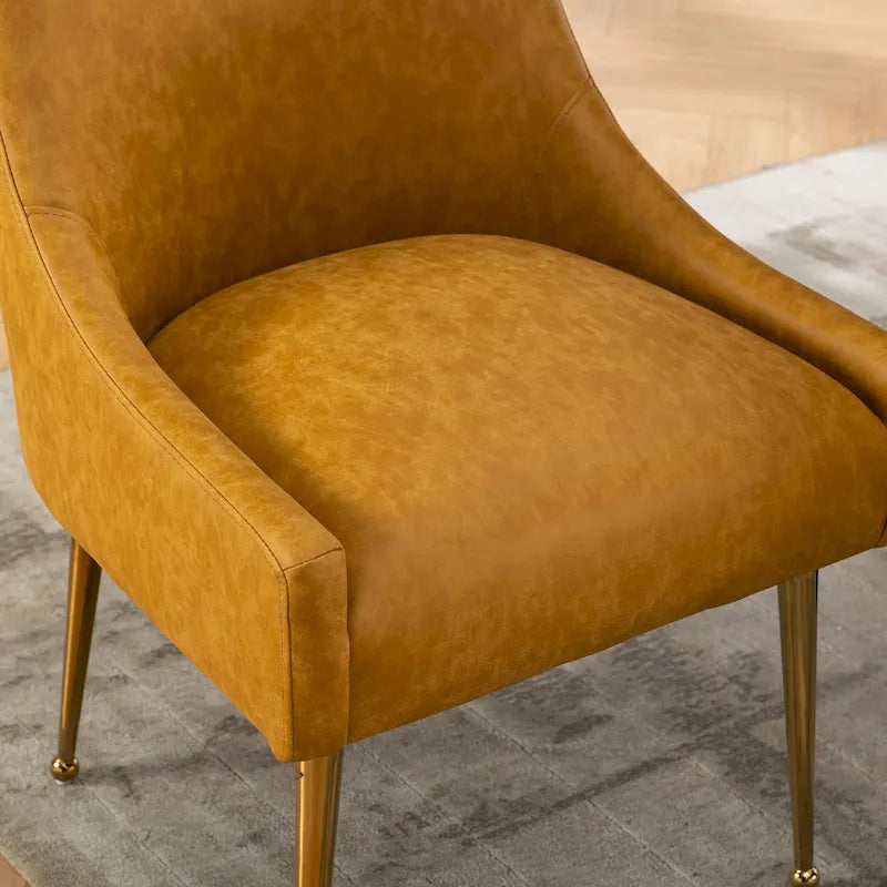 Chaise de salle à manger ou de coiffeuse en velours plissé bouclé style glamour moderne (lot de 2) avec poignée arrière