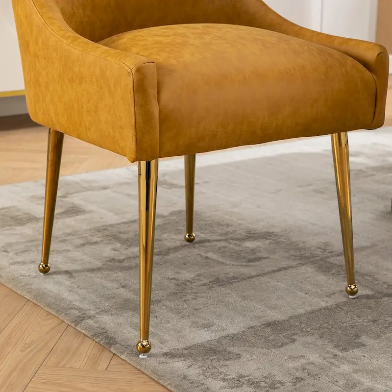 Chaise de salle à manger ou de coiffeuse en velours plissé bouclé style glamour moderne (lot de 2) avec poignée arrière