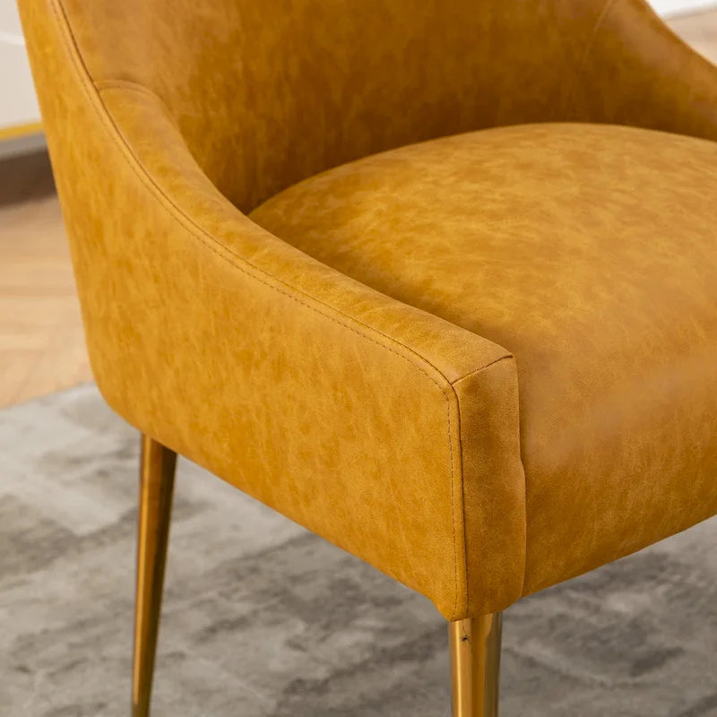 Chaise de salle à manger ou de coiffeuse en velours plissé bouclé style glamour moderne (lot de 2) avec poignée arrière