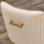 Chaise de salle à manger ou de coiffeuse en velours plissé bouclé style glamour moderne (lot de 2) avec poignée arrière