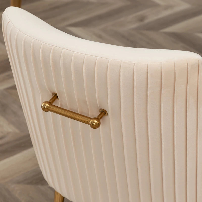 Chaise de salle à manger ou de coiffeuse en velours plissé bouclé style glamour moderne (lot de 2) avec poignée arrière