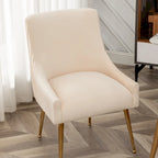 Chaise de salle à manger ou de coiffeuse en velours plissé bouclé style glamour moderne (lot de 2) avec poignée arrière