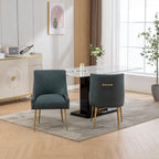 Chaise de salle à manger ou de coiffeuse en velours plissé bouclé style glamour moderne (lot de 2) avec poignée arrière
