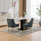 Chaise de salle à manger ou de coiffeuse en velours plissé bouclé style glamour moderne (lot de 2) avec poignée arrière